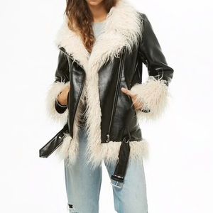 Faux patent leather Moto jacket